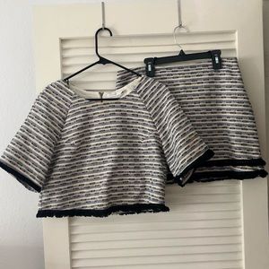 Lush blue and white shirt and skirt matching set